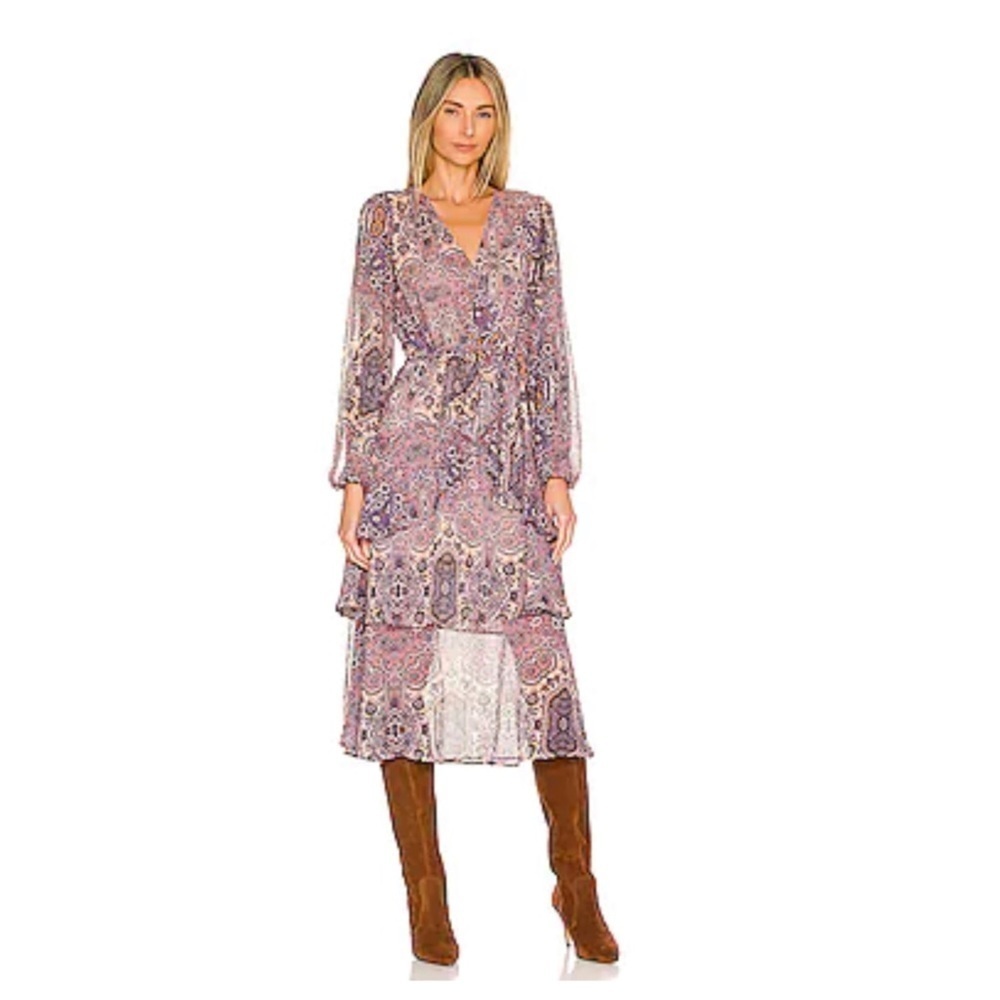 MinkPink {Revolve} Hosseini Frilled midi dress paisley print